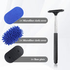 Car Windshield Cleaner Tool,3 in 1 Car Window Cleaner Tool Kit with Retractable Handle & 2 Re-Usable Microfiber Pads,180° Swivel Cars Cleaning Tools for Auto Outside/Inside