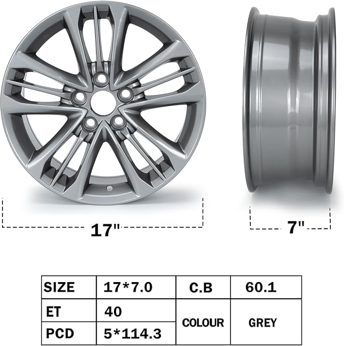 New 17x7" 17 Inch Premium Aluminum Alloy Wheel Rim Fits for 2015 2016 2017 Toyota Camry, OEM Design, Alloy Replacement Wheel, Direct Fit, Super Duty Car Rims Replacement, OE Stock Specs