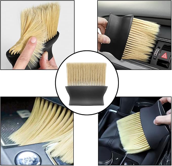 Car Interior Detailing Brush, Ultra-Soft Auto Hair Bristles Removal Dust Collectors, Universal Vehicle Interior Cleaning Dashboard, Air Conditioner Vent etc Tool Accessory (1PC, Yellow)