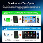 5.0 Android Auto & Wireless CarPlay Adapter,Plug & Plug, Two Channel Connection, Online Update,for Cars with OEM Android Auto & Wired CarPlay (2016-2026), 10s Auto-Connect