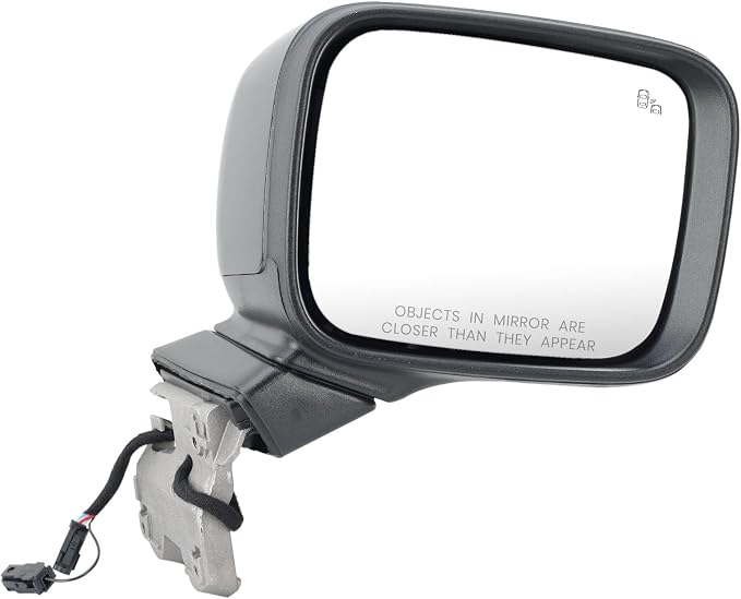 Passenger Side Mirror Compatible with Jeep Renegade 2015-2023 with Temperature Sensor Power Glass Heated with Turn Signal Blind Spot Manual Folding Bright Black Right Door Mirrors (7＋3 Pins)
