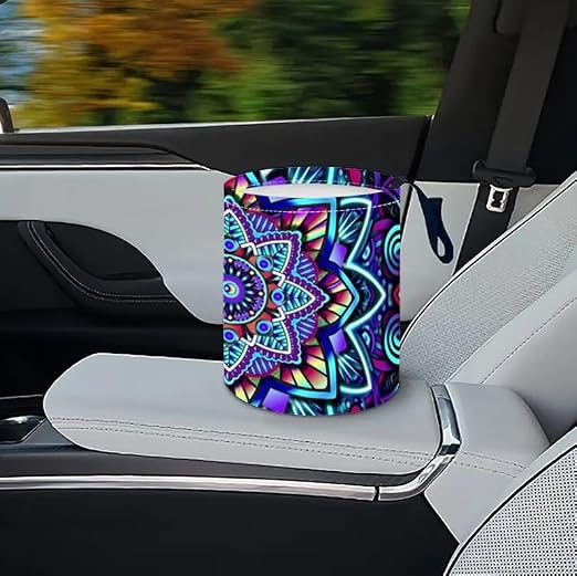 Portable Reusable Waterproof Car Trash Bin, Multipurpose Vehicle Organizer, Road Trip Essentials (Ethnic Style)