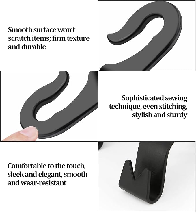 Car Seat Headrest Hook, 2PCS Vehicle Seat Back Storage Hanger Hook for Handbag Purse Coat, Automotive Interior Headrest Organizer, Universal for SUV Caravan Pickup