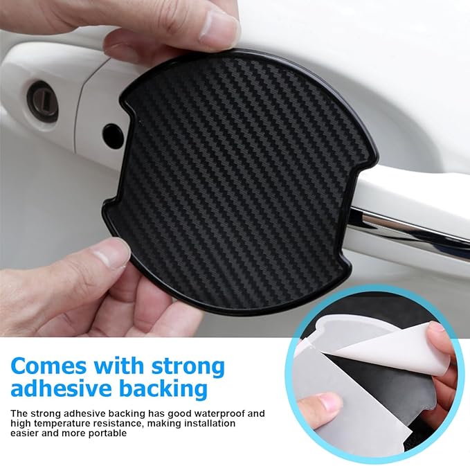 Mandark Car Door Handle Cup Scratch Protector, 4PCS 3D TPU Carbon Fiber Vehicle Door Bowl Sticker, Automotive Door Handle Paint Protective Film Cover Accessories, Universal for Most Cars (Small)