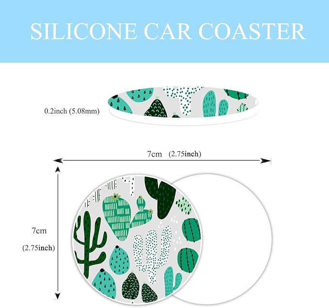Cactus Steering Wheel Cover Anti-Slip and Practical 14.5-15 Inch Universal Car Steering Wheel Cover with 2 Pieces Car Coasters Suitable for Men Women