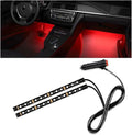 Wevdn Car Interior LED Strip Light, 12V 24 LED Neon Ambient Night Light with Cigarette Lighter Plug, Automotive Atmosphere Decorative Under Dash Lighting Kit, Car Accessories (Red)
