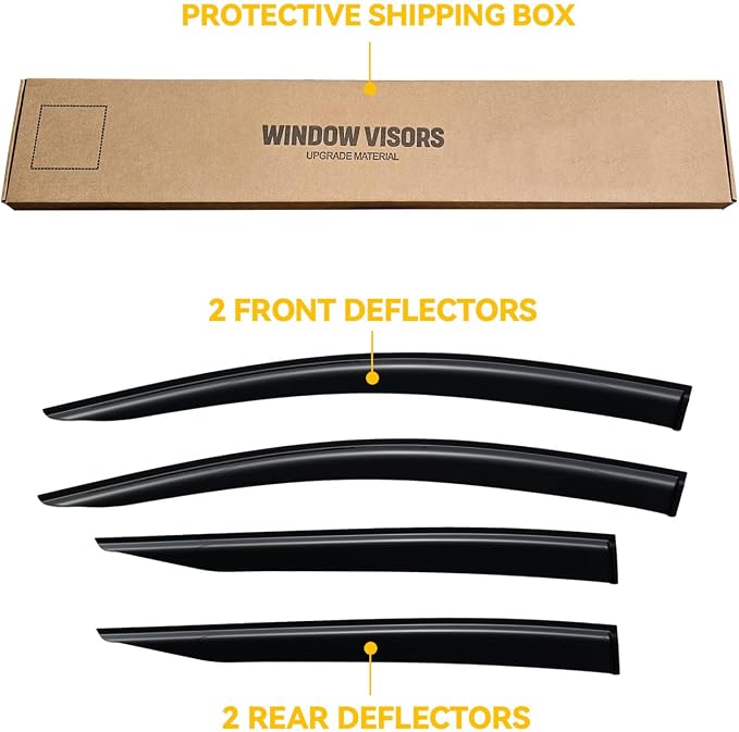 Rain Guards for 2016-2022 Toyota Prius, Out-Channel Window Visor Shields Vent Deflector Shade Wind Dark Smoke 2017 2018 2019 2020 2021, Tape-On Outside-Mount, 4PCS