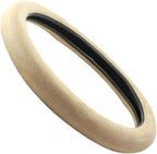 Ergonomic Leather Grip Steering Wheel Cover - Soft Plush Memory Foam Grip for Standard Size Wheels 14.5-15 inch Beige
