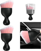 2 PCS Car Detailing Brush, Curved Soft Bristles Auto Removal Dust Collectors, Universal Vehicle Dashboard, Air Conditioner Vents etc Interior Cleaning Tool Accessory (Pink/White)