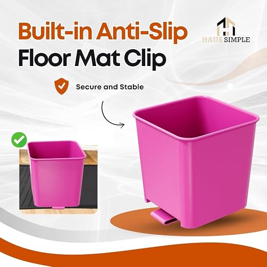 Car Trash Can Waterproof Vehicle Garbage Bin, Leakproof Anti Slip Floor Mat Clip Trash Bag Holder for Car, Truck, SUV, Van Portable Auto Trash Container with Stability Clips (Pink, Small)