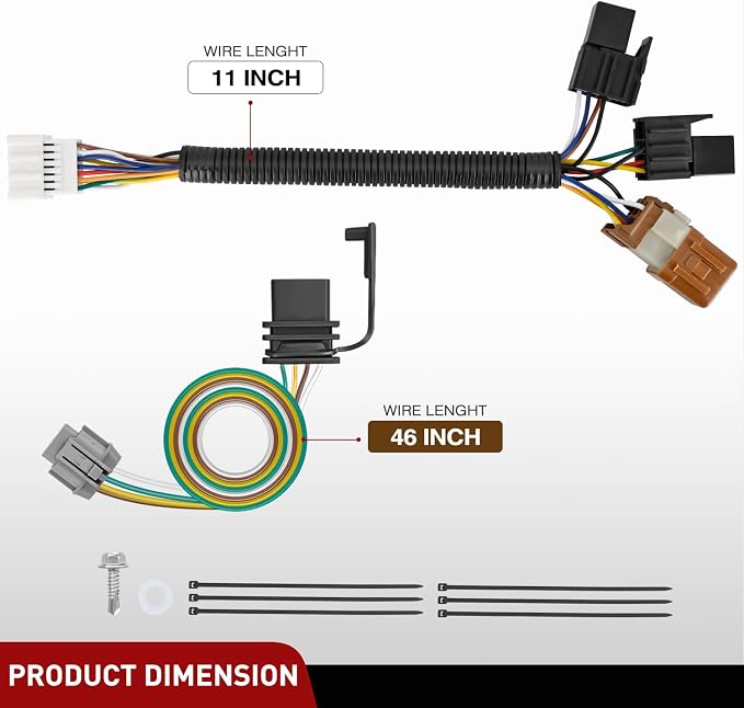 4 Pin Trailer Wiring Harness Kit 56225 Custom for 2005-2025 Nissan Frontier 2005 2006 2007 2008 2009 2010 2012 2013 2014 2015 Xterra 2005-2012 Pathfinder 2009-2012 Suzuki Equator