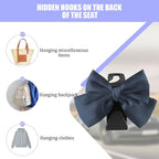 2PCS Car Seat Headrest Hook, Cute Bow Stylish Seat Back Purse Handbag Hanger Organizer, Multi-Purpose Auto Backseat Storage Hook Holder for Umbrella Coat Bag, Universal Fit (Dark Blue)