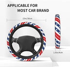 American Flag USA Patriotism Steering Wheel Cover Car Accessories Cute for Women Girls Girly Universal 15 Inch Neoprene Auto Interior Decor Anti Slip Car Truck Protector