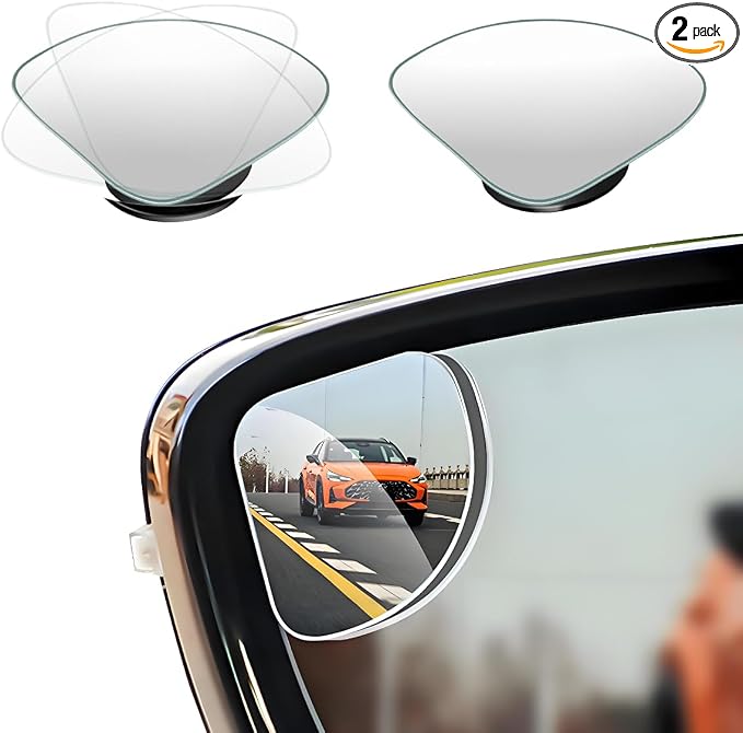 2 PCS Car Blind Spot Mirror, Fan-Shaped 360 Degree Rotating HD Glass Wide Angle Convex Rear View Mirror, Adjustable Frameless Side Blindspot Mirrors for Car SUV Truck RV Van