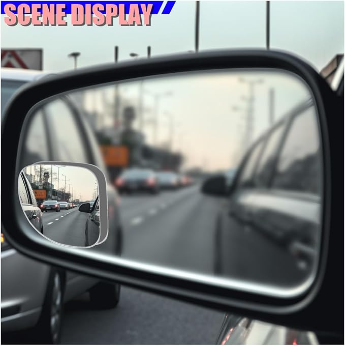 2PCS Fan-shaped Car Blind Spot Mirrors, HD Glass Wide Angle Side Mirrors for Enhanced Safety, Adjustable Frameless Rear View Mirror, Universal Car Exterior Accessories(Fan)