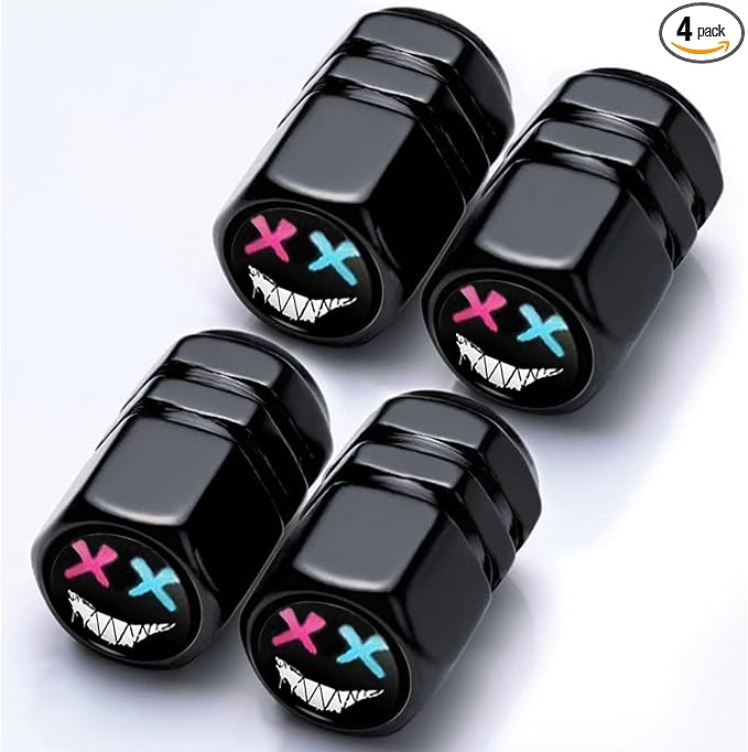 4Pack Smiling Face Tire Valve Caps Universal Tire Air Cap Valves Stem Cover | Aluminum Alloy Rust-Proof Valve Stem Caps, for Auto SUV Truck Motorcycle Bicycle, Smiling Face Gifts for Women Men Drivers