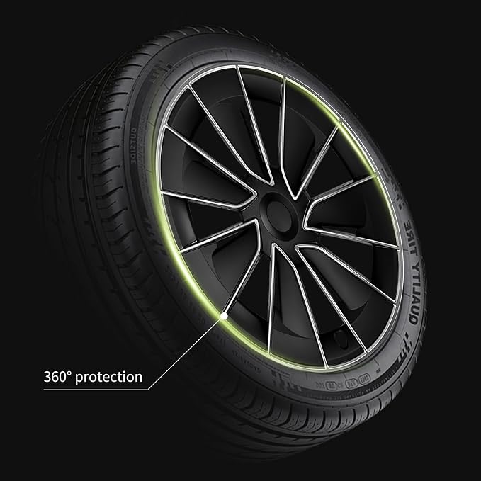 for Tesla Wheel Cover 19 inch, for Tesla Model Y(2020-2024) Wheel Covers, Wheel Cover Silver Black Knife Style 4PCS Hubcaps 19inch Rim Full Cover Hubcaps Decoration Accessories