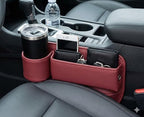 Car Seat Gap Filler Organizer with Cup Holder, Premium Leather Seat Gap Filler, Anti-Drop Car Seat Gap Organizer for Phone, Keys & Wallet, Universal Front Seat Console Organizer for Car, SUV & Truck