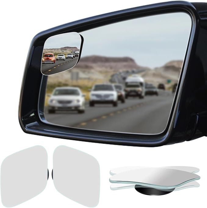 Frameless Blind Spot Mirror, HD Glass Convex Wide Angle Rearview Blindspot Car Mirror for Car SUV and Truck (Rhombus, Pack of 2)