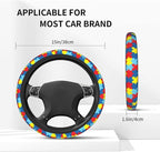 Autism Puzzle Steering Wheel Covers Non Slip Neoprene Steering Wheel Protector Cover Universal 15 Inch for Men Women