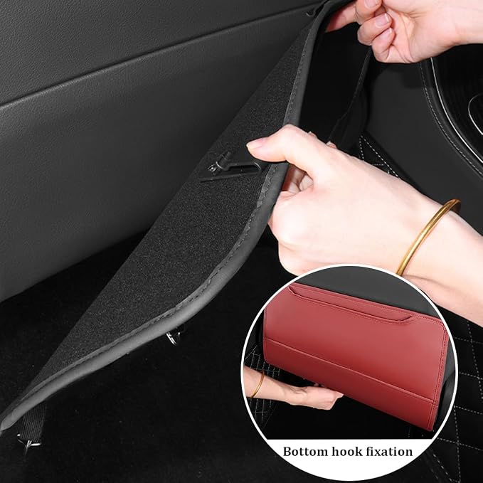 2PCS Car Kick Mat, Anti-Scratch Waterproof Anti-Slip Vehicle Back Seat Protector with Storage Pockets, Automotive Interior Seat Back Covers, Universal for SUV RV Truck (Red)