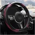 Car Steering Wheel Cover, 15 Inch Anti-Slip Stretch Leather Steering Wheel Protector, Comfortable Breathable Sporty Steering Wheel Cover for Women Men, Car Accessories (Wine Red)