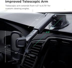 Easy One Touch Signature Dashboard & Windshield Universal Car Mount Phone Holder Desk Stand with Suction Cup Base and Telescopic Arm for iPhone, Samsung, Google, More Smartphones