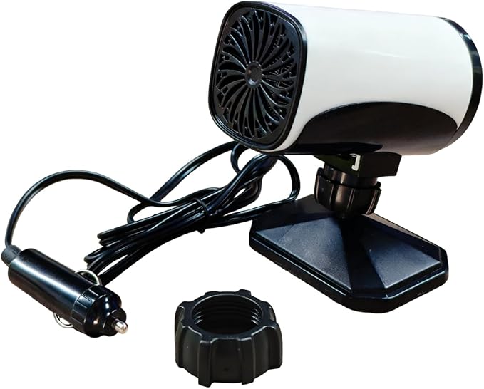 12V 150W Portable Car Heater, Fast Demisting Defroster Car Fan Windshield Defroster, 360° Rotary Auto Heater and Cooler That Plugs into Cigarette Lighter for Sedan SUV (White)
