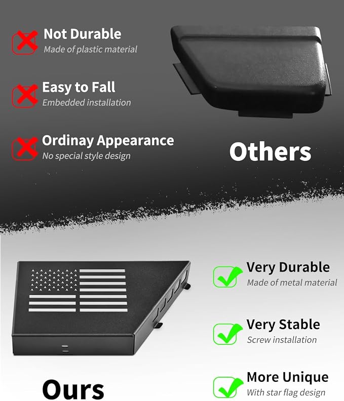 Metal Storage Boxes Compatible with 2007-2018 Jeep Wrangler JK JKU 2/4 Door, 2 Pack Front Door Side Insert Organizer Pockets for Jeep Saggy Net Replacement(Black)