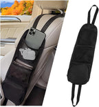 Car Seat Side Organizer, Front Seat Side Hanging Bag with Mesh Net Pockets, Multi-Pocket Vehicle Stuff Holder for Mobile Phone Wallet Drink, Universal Car Accessories