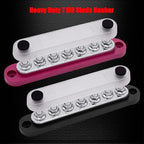 7 x M6 (1/4") Studs Power Distribution Block Bus Bar 12V, 5.9" HD 150A Marine BusBar Battery Distribution Block W/Cover for Car Boat Solar (Red & Black)