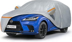 Car Cover for 2008-2026 Lexus RX/RX350/RX450H/RX500H, Waterproof Custom-fit All Weather Sun Rain UV Dust Snow Protection Outdoor Full Car Cover with Door Zipper and Cotton Lining-Grey