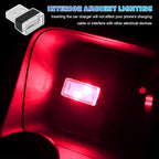 4 PCS USB LED Car Atmosphere Lamp, Mini Night LED Vehicle Trunk Ambient Lighting Kit, Portable Plug-in USB Interface Vehicle Decor Atmosphere Lamp, Interior Car Accessories (Red)