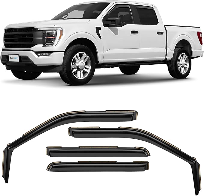 in-Channel Incredibly Durable Rain Guards Compatible with F150 2021-2026 SuperCrew, Original Window Deflectors, Vent Window Visors, Vent Deflector, 4 pcs. - 621237