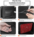 Sparkling Diamond Auto Kick Mats Back Seat Protector Cute Kick Mats Protect from Dirt Mud Seat Back Protector with Bling Crystal Rhinestone Car Interior Decor Accessories Red 2Pcs
