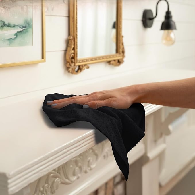 Microfiber Cleaning Cloths (Value Pack of 12) - Size 12 x 12 Inches, Highly Absorbent Cleaning Rags, Lint Free, Reusable and Washable, Microfiber Towels for Cars