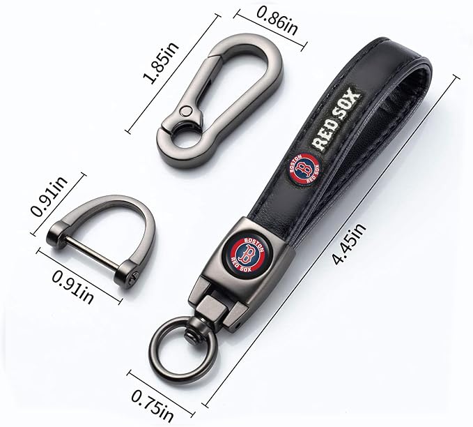 for Boston Red Sox Baseball Fans Car Keychain with Tire Valve Caps, Car Keyring and Valve Stem Caps Compatible with Key Fob Holder, Delicate Gifts for Men Women, Red Sox
