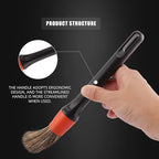 Car Drill Brush, Drill Brush Attachment 5Pcs Detachable Car Care Detailing Brush Set Soft No Scratch Boar Hair Detail Brush Car Care Detail Brush for Air Vent Automotive Interior Exterior -DF075