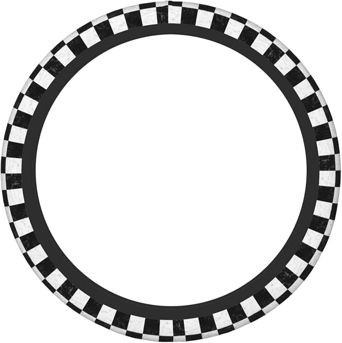 Checkerboard Steering Wheel Cover Car Steering Wheel Protector | Black White Elastic Anti-Slip Breathable Car Accessories Interior for Women Men Universal 15 Inch Fit Auto SUVs Vans Truck