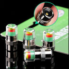 4Pcs 36 PSI Car Tire Pressure Monitor Valve Stem Caps, Easy to Read 3 Color Eye Alert Sensor Indicator for Pre-Drive Check Road Safety