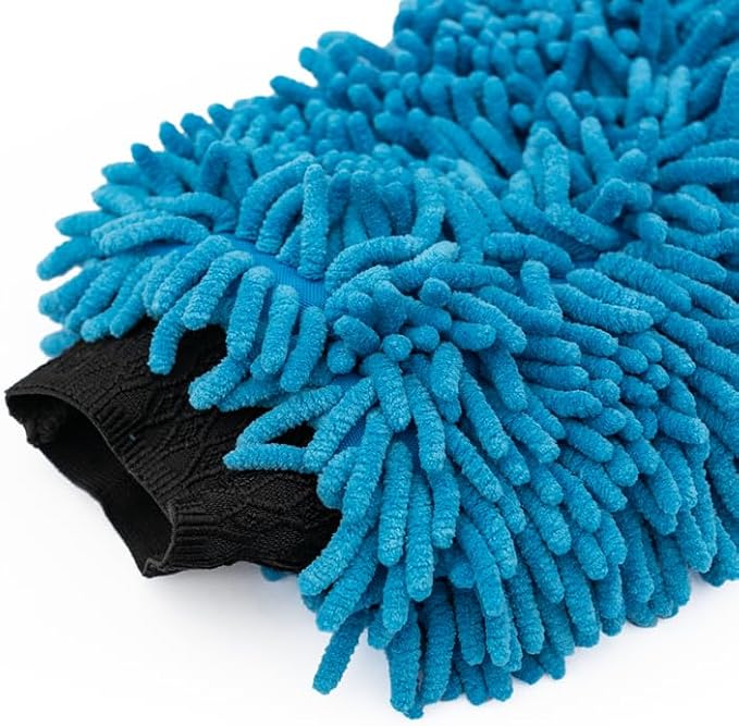 Premium Chenille Microfiber Knobby Wash Mitts - Perfect for Car Washing and Detailing; Scratch-Free, Lint-Free, Double-Sided, Plush, and Absorbent; Blue (2-Pack)