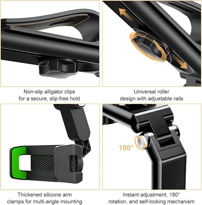 Rotatable and Retractable Car Phone Holder - 1080 Multifunction Sun Visor Universal 360 Rotating Cell Phone Holder Mobile Mount for Vehicle Rear View Mirror