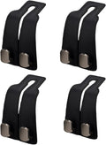 Coozyland Car Hooks, Coozy Land Metal Multi-Function Leather Car Headrest Hooks, Universal Double Hook Car Seat Back Storage Hooks for Wallets, Handbags, Bottles, Trash Bags, etc(Black 4-Pack)