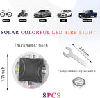 Wevdn 8 PCS Car Tire Wheel Lights, Colorful Solar LED Tire Valve Cap Lamp with Motion Sensor, Waterproof Flash Valve Stem Caps Lights for Cars, Truck, Bicycles, Motorcycles (8 PCS)