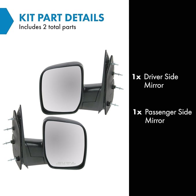 2 Piece Driver and Passenger Side Mirror Assembly Set Manual Adjustment Non-Heated No Memory Textured Compatible with 2007-2008 Ford E150 E250 E350 Super Duty E450 Super Duty FO1320337 FO1321337
