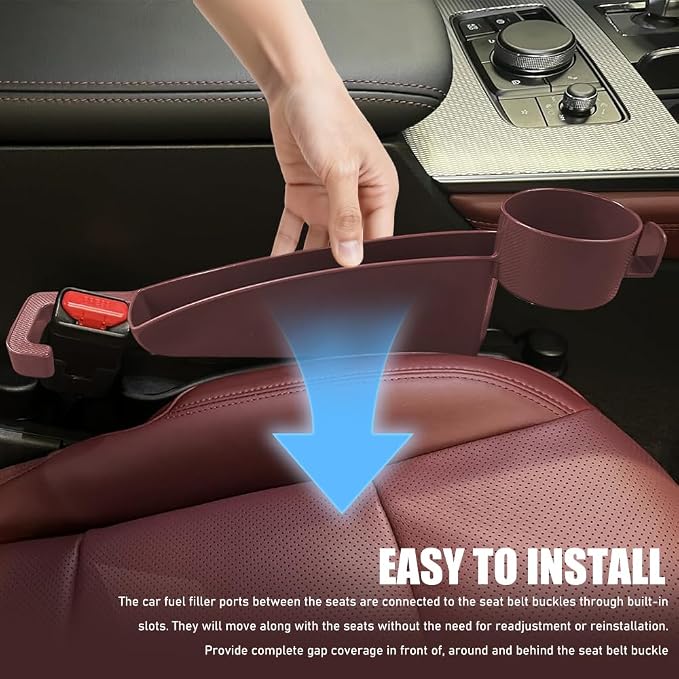Car Seat Gap Plug with Storage Slot, Car Seat Gap Filler, 2PCS | Auto Gap Filler Organizer with Cup Holder, Universal Carseat Side Gap Filler Strip Between Front Seats & Console for Most Car