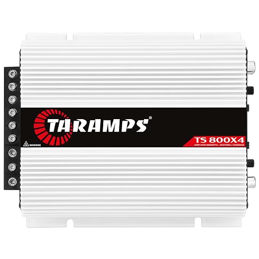 TS 800x4 1 Ohm Multichannel Stereo Amplifier 800 Watts Rms, 4 Channels, Full Range, Car Audio Amp Digital 2 Bridged Channel, Crossover High/Low Pass, with RCA and Automatic High Level Input