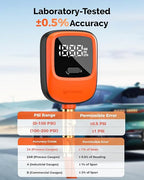 T600 Digital Tire Pressure Gauge 0-250 PSI, ANSI B40.7 2A Grade High Precision(Plus-Minus 0.5%),Tire Gauge for Tire Pressure with Rubber Hose, Replaceable AA Batteries