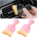 2PCS Car Interior Detailing Brush with Dust Cover, Auto Soft Hair Cleaning Brushes, Scratch Free Curved Dirt Collectors, for Vehicle Dashboard Air Conditioner Vents Leather Computer (Pink/2PCS)