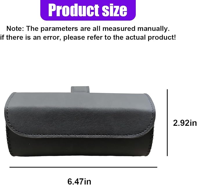 Sunglasses Holder for Car Sun Visor, Leather Car Sunglass Holder with Hidden Magnetic Closure, Clip On Glasses Case, Universal Storage Box Organizer Accessories (Black)